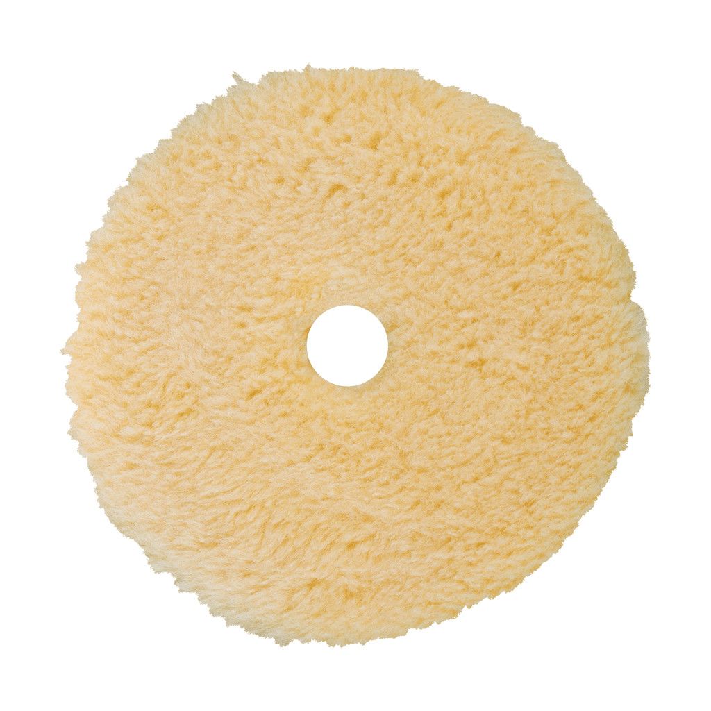 Buff and Shine Yellow Knitted Wool 6", Dark Yellow Interface, Polishing