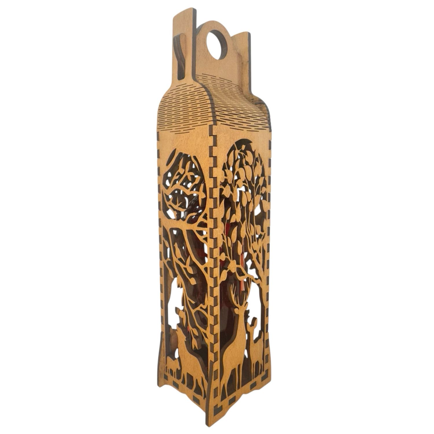 Wine Bottle Carrier Deer/Wolf Scene