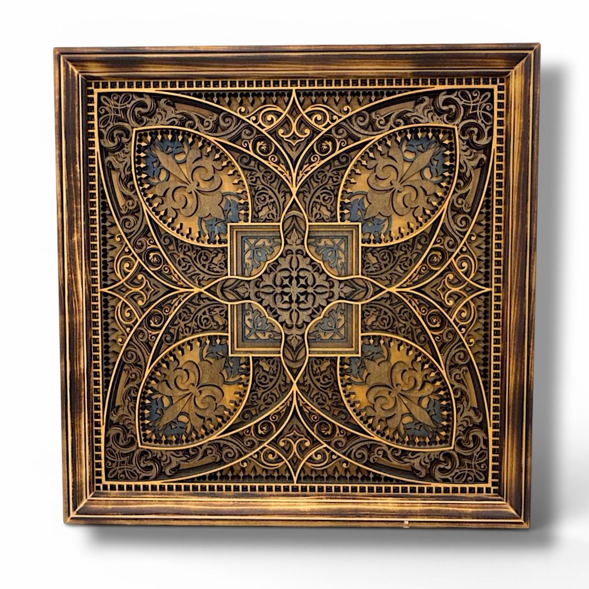 Gilded Mandala Framed layered Wood Art