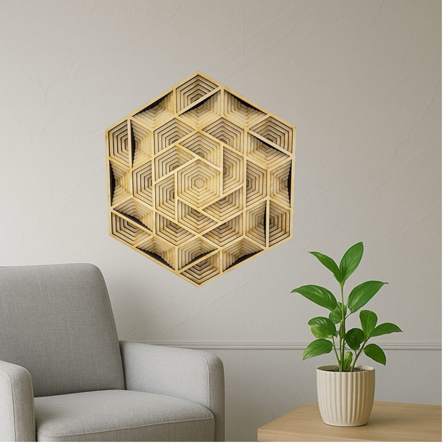 Geometric Layered Wood Art