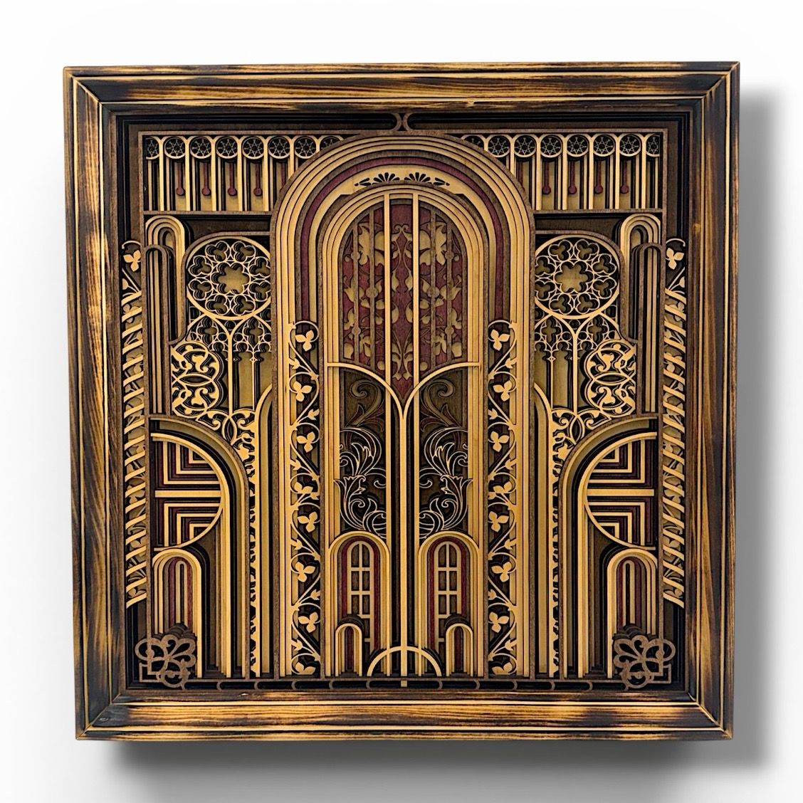 Garden Gate Framed Layered Wood Art