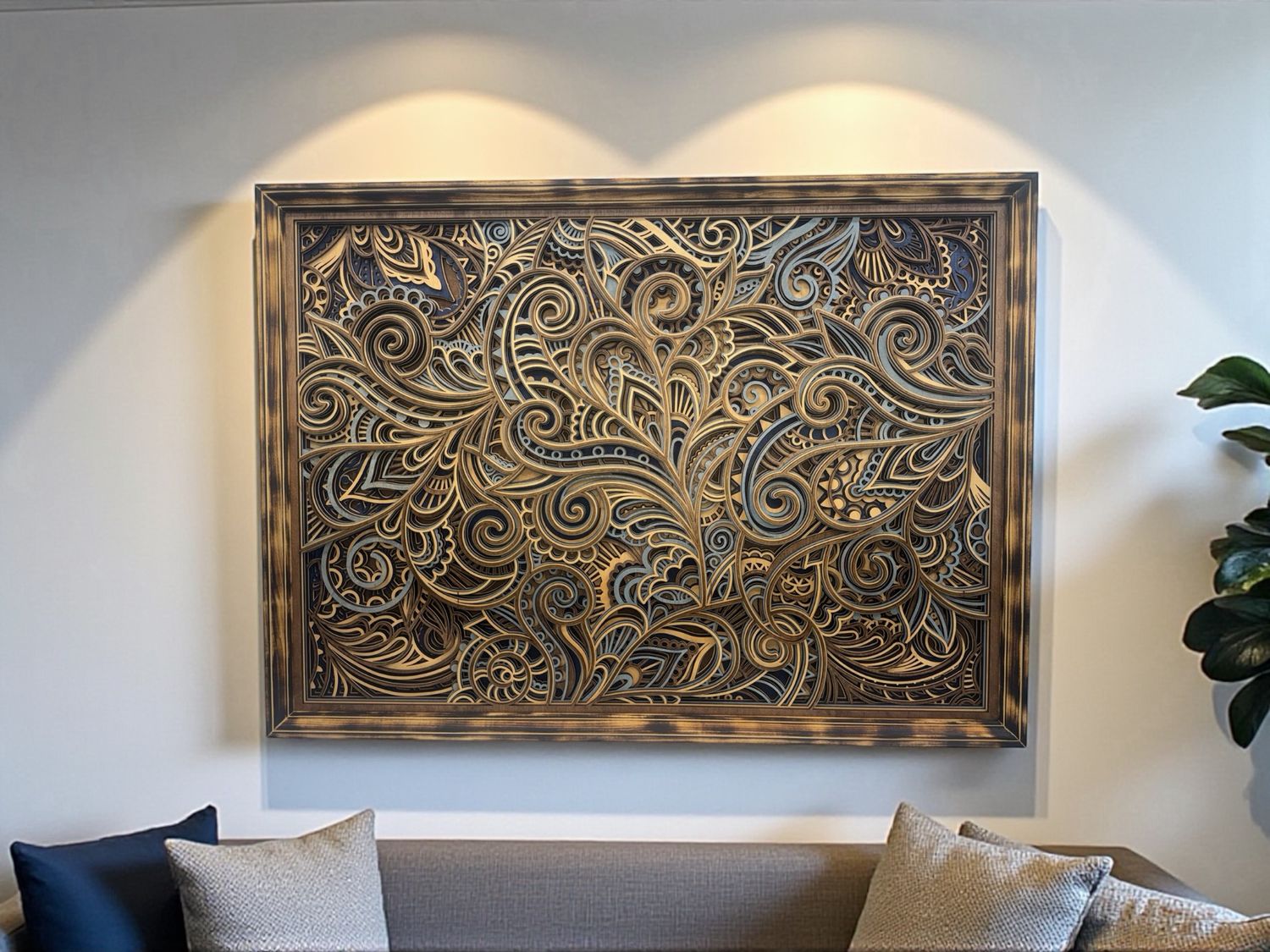 Botanical Symphony Framed Layered Wood Art