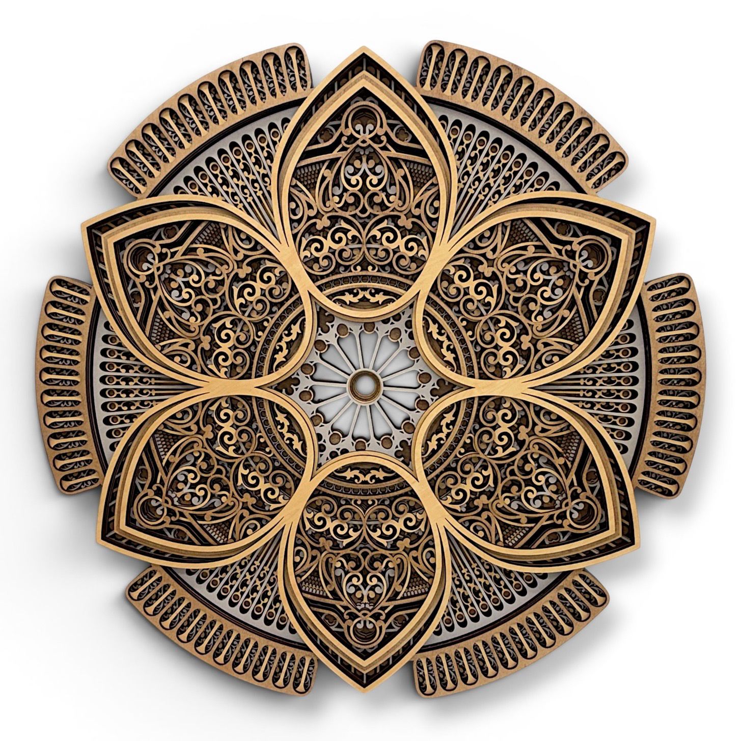 Celestial Bloom Layered Wood Art