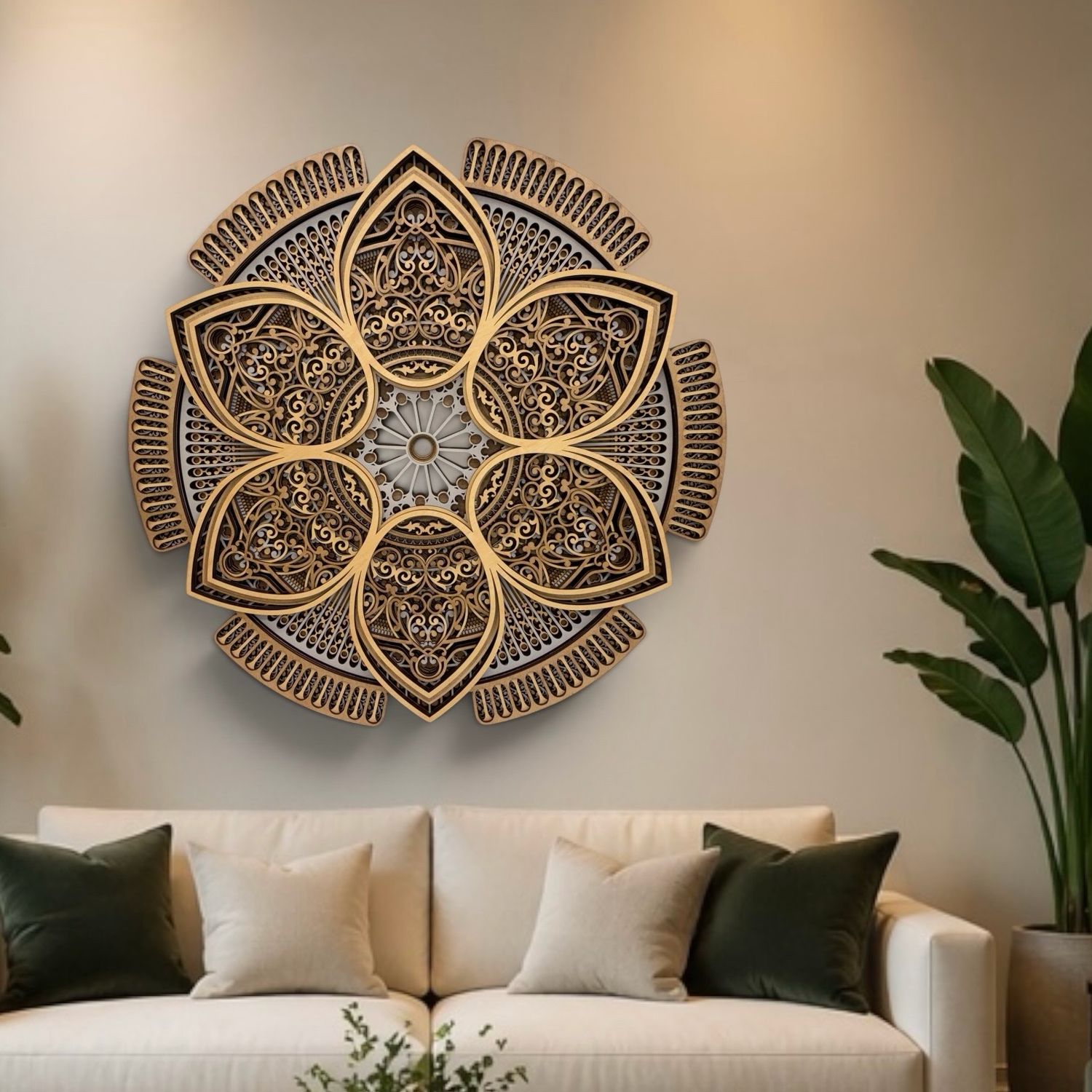 Celestial Bloom Layered Wood Art