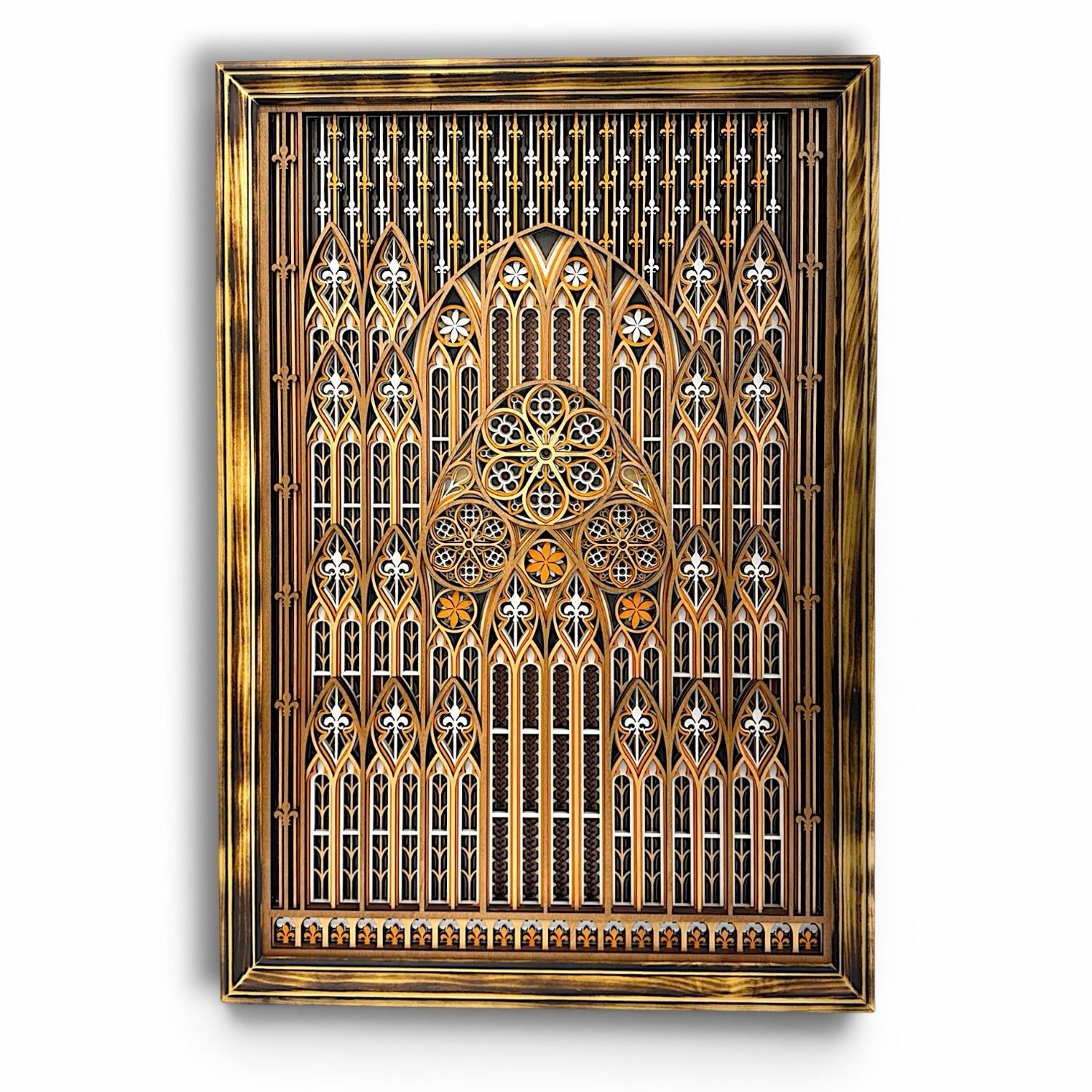 Cathedral Reverence Framed Layered Wood Art