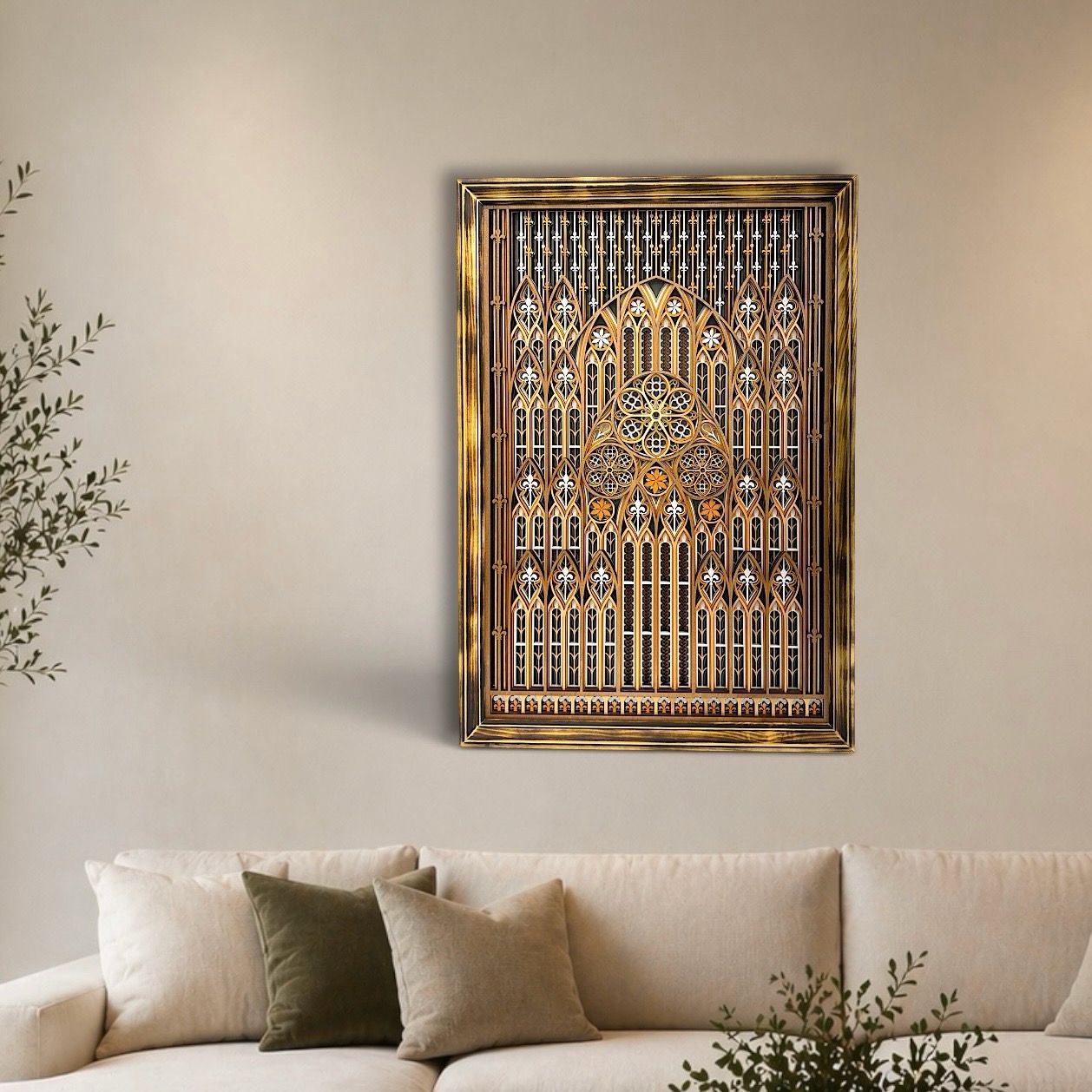 Cathedral Reverence Framed Layered Wood Art