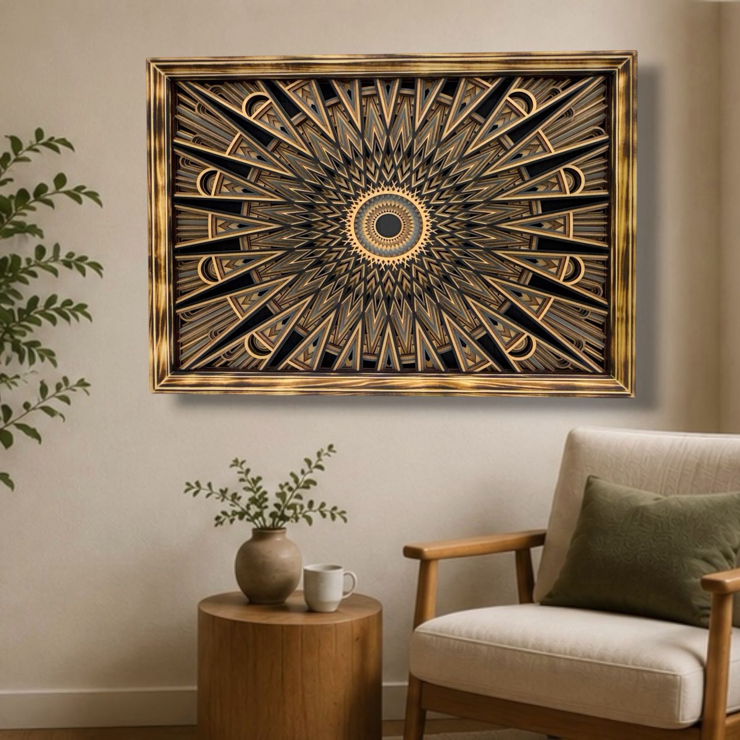 Midnight Solstice Framed Layered Wood Art