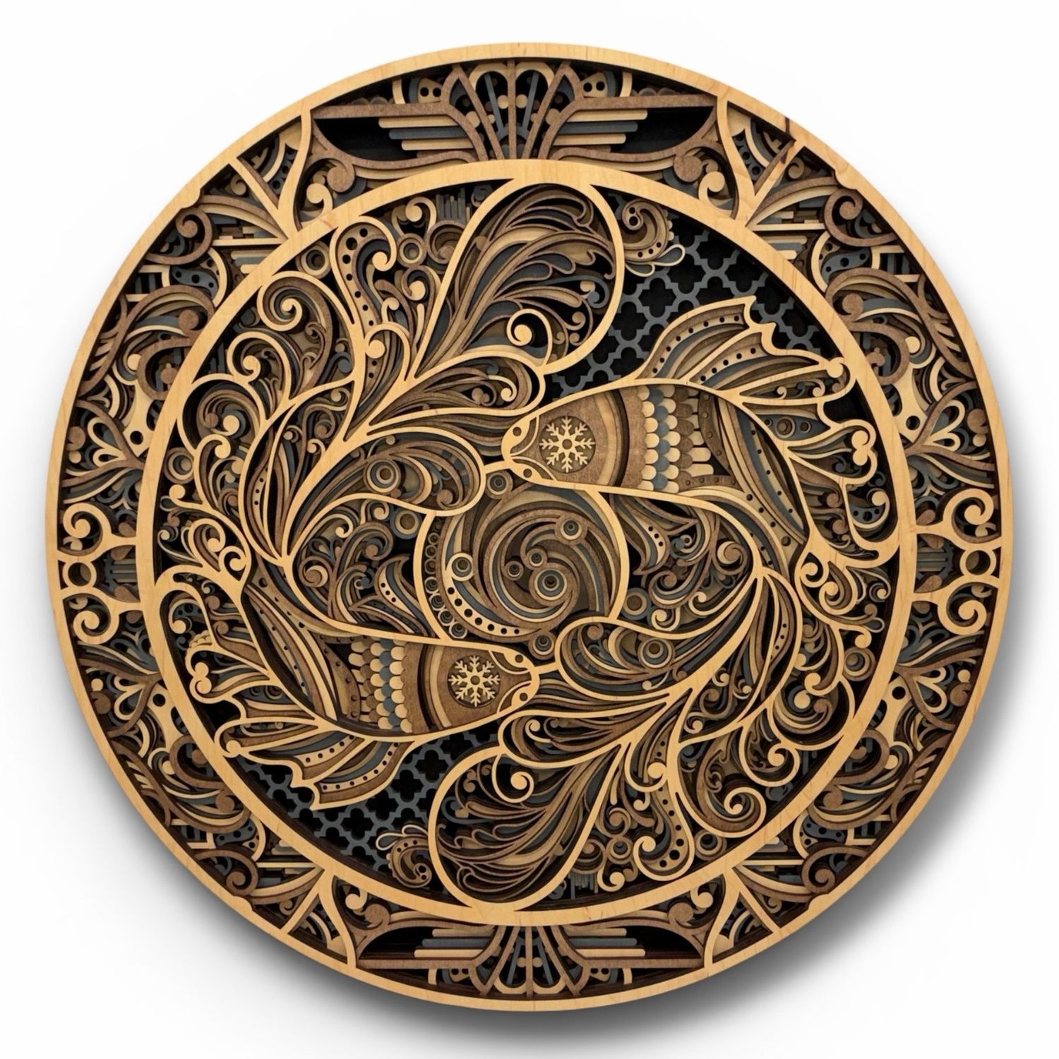 Timeless Koi Layered Wood Art