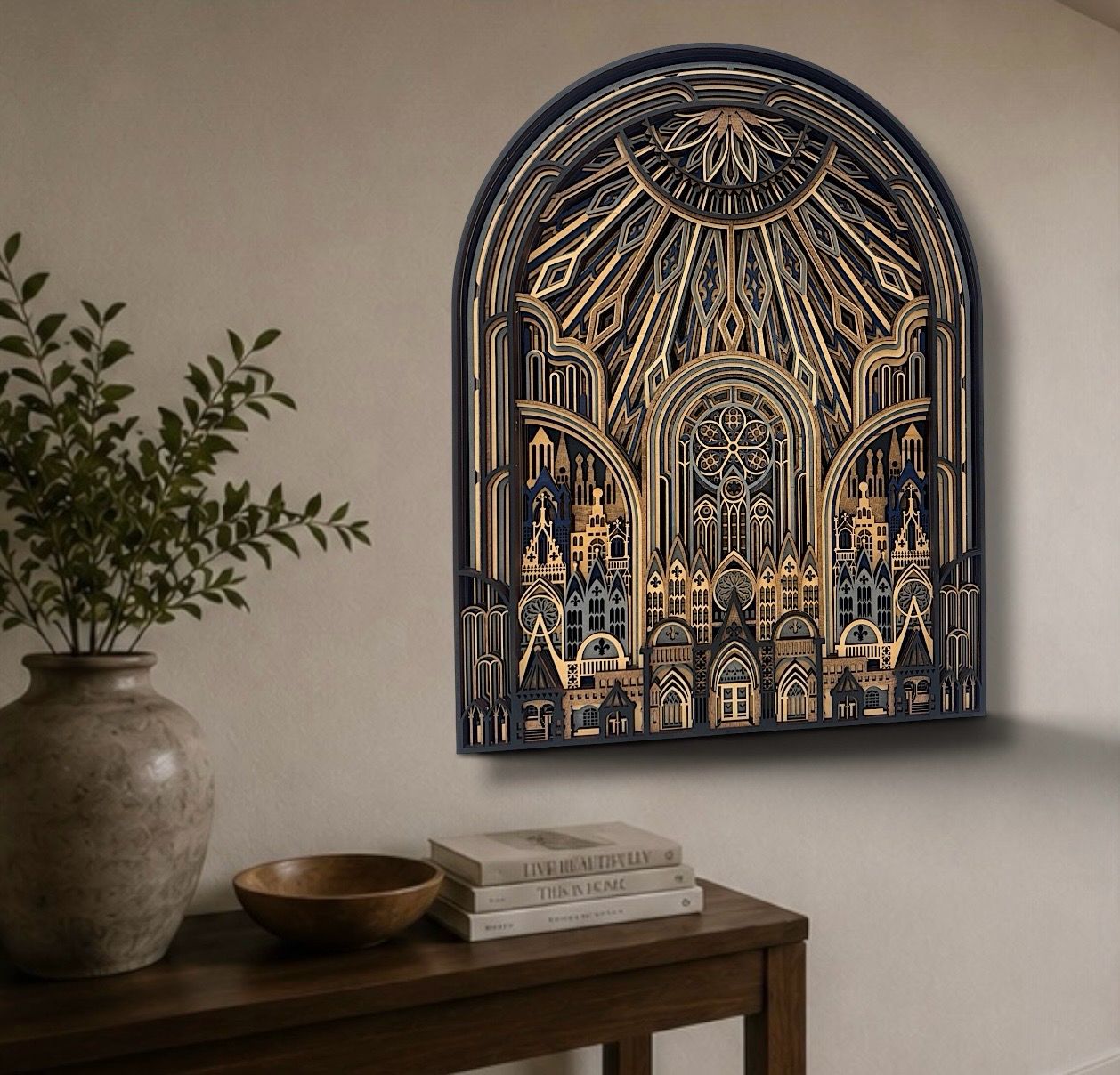 Nightfall Cathedral Layered Wood Art