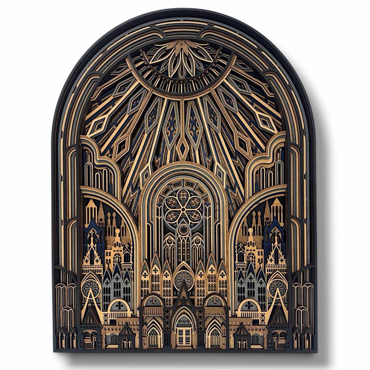 Nightfall Cathedral Layered Wood Art