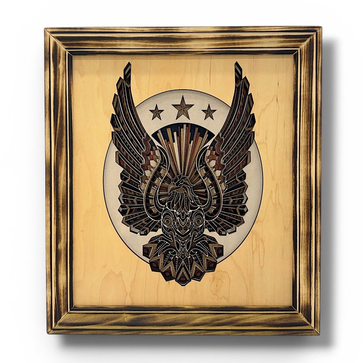 Patriotic Eagle  Framed Layered Wood Art
