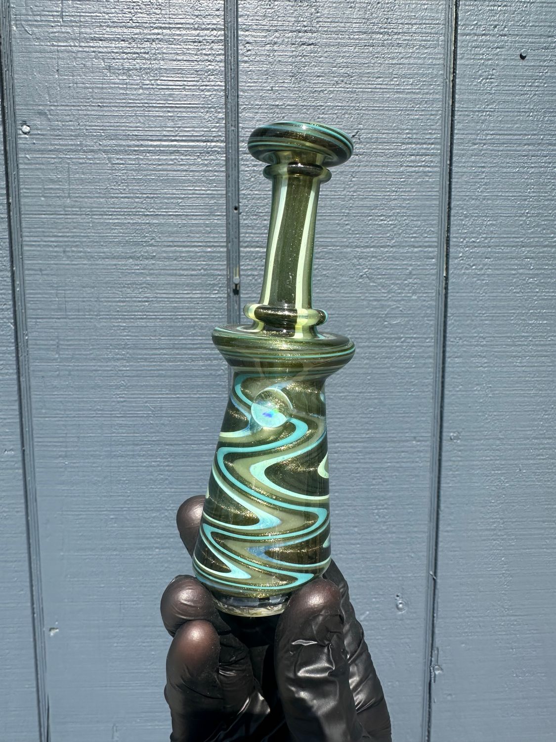 eternal flameworks deep green light  blue linework puffco peak top