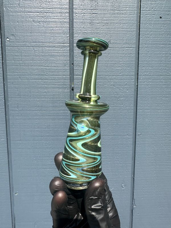 eternal flameworks deep green light  blue linework puffco peak top