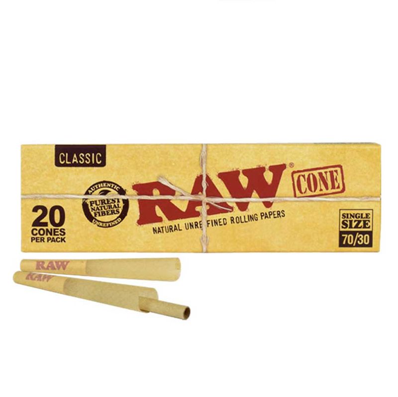 Raw Classic Cone Single Size 70/30 20 Pack