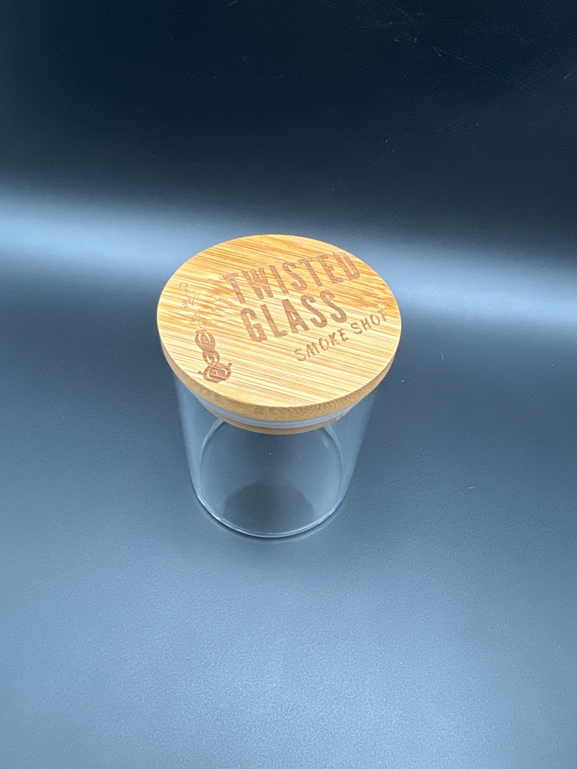Twisted Glass Wooden Top Glass Jar