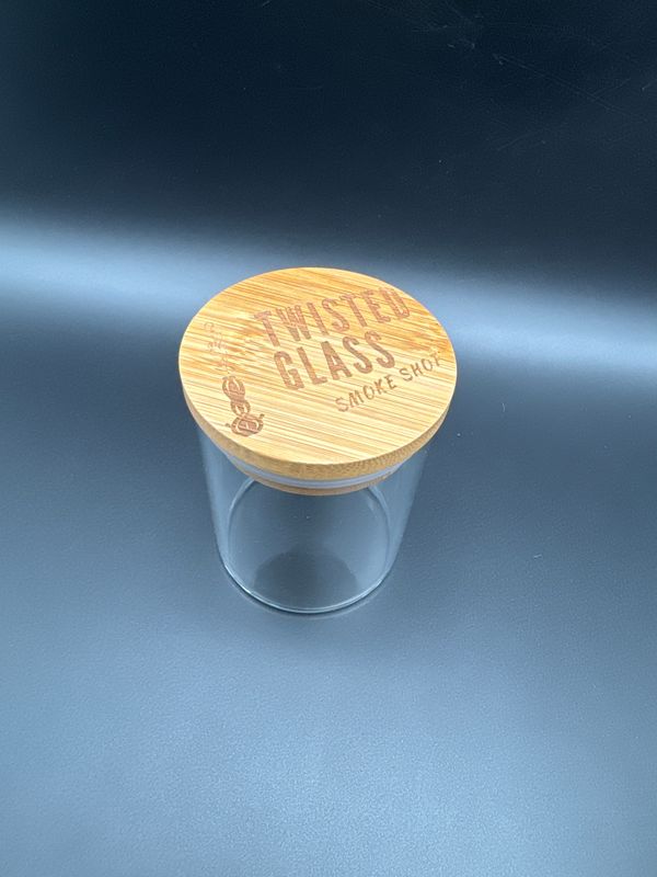 Twisted Glass Wooden Top Glass Jar