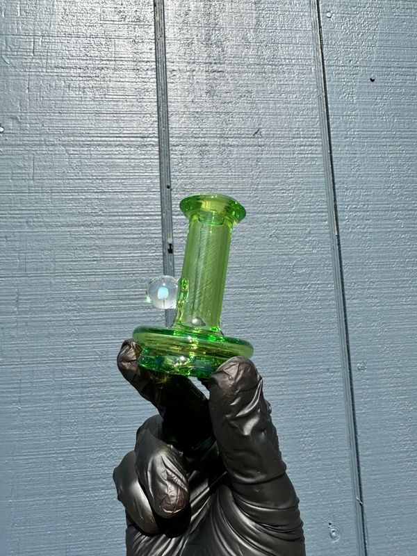 Iridescent Glass Dry Top w Opal Green (Puffco)