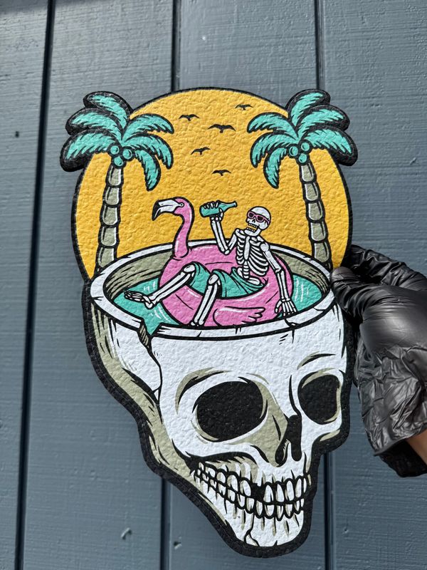 East Coasters Mat Tropical Skull