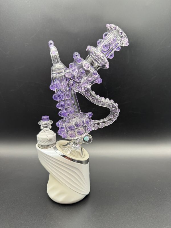 howls glass dotted recycler Puffco peak and peak pro attachment (comes with matching cap) - purple