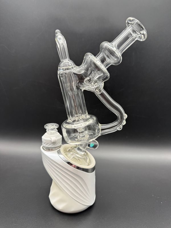 howls glass dotted recycler Puffco peak and peak pro attachment (comes with matching cap) - clear