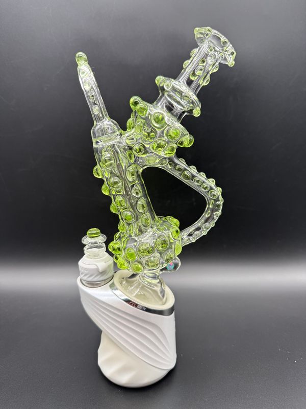 howls glass dotted recycler Puffco peak and peak pro attachment (comes with matching cap) - slime green