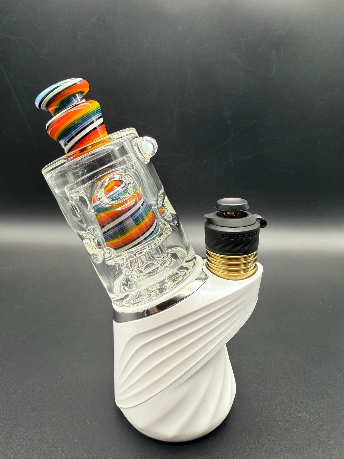 randohm glass straight fab top (Puffco)- Rainbow vac-stack