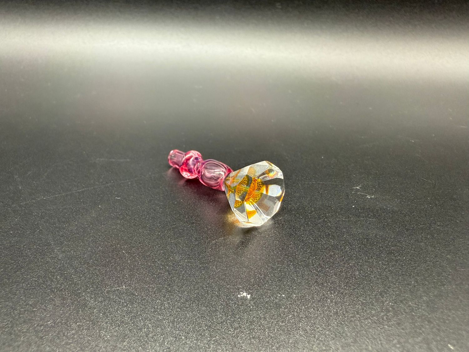 gatez glass faceted gem joystick cap- telemagenta