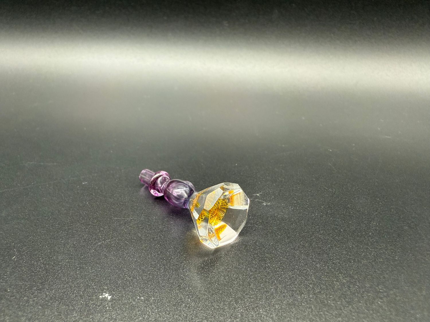 gatez glass faceted gem joystick cap- transparent gold purple
