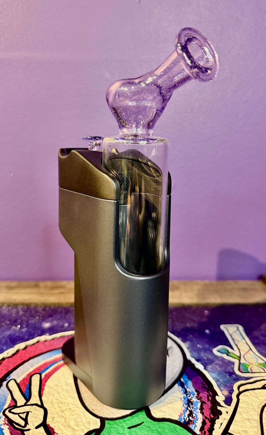 Charlie shaw glass Dr.Dabber Switch Go DRY top with matching cap- deep purple