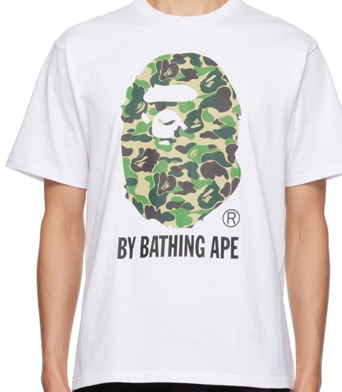 Bape 'Green ABC Camo Ape RT' White Tee