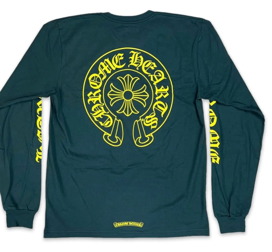 Chrome Hearts 'Horseshoe' L/S Tee Green/Yellow, Size: | S |