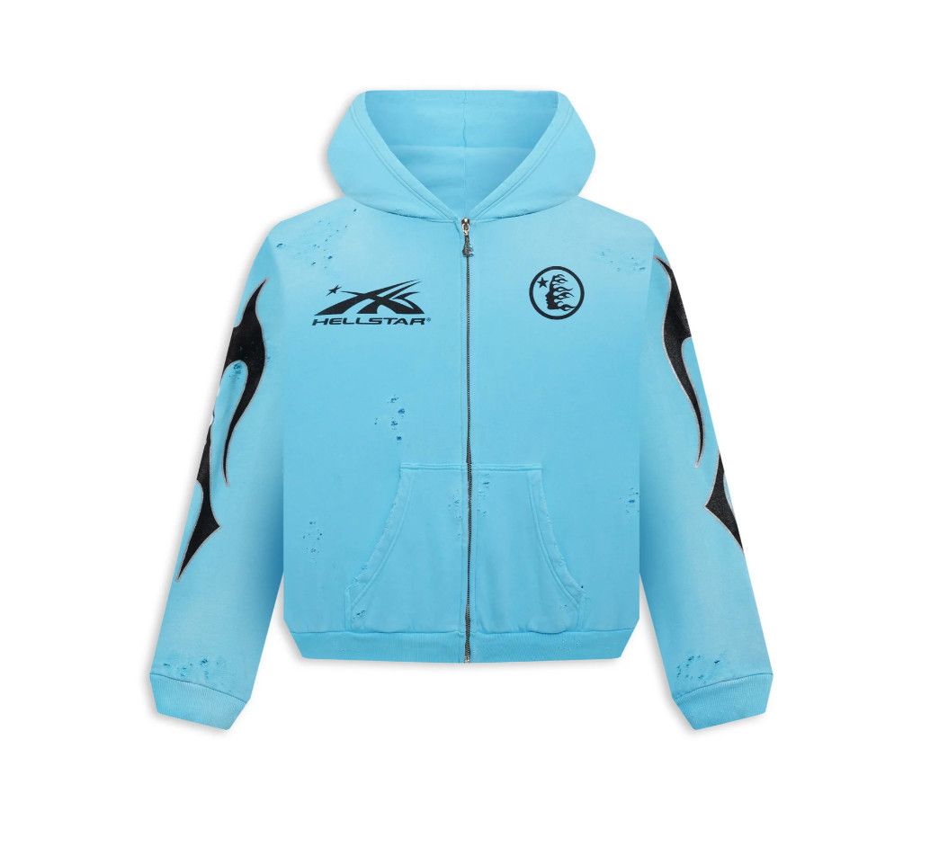HellStar Studios &#39;Distressed Sports&#39; Zip Up Blue