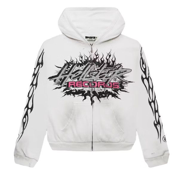 HellStar Studios &#39;Glitter Records&#39; Zip Up, Color: White, Size: | XS |