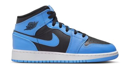 GS Air Jordan 1 Mid &#39;UNC Black&#39;
