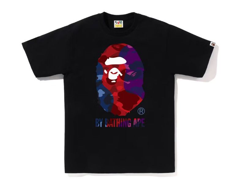 Bape &#39;Crazy Clr Camo Ape Text&#39; Tee Black