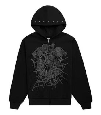 SP5DER ‘Studded OG WEB’ Zip Hoodie Black