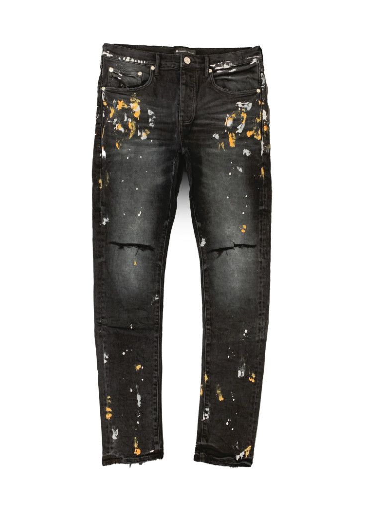 Purple Brand P001 LR &#39;Black Wash Knee Slit Paint&#39;