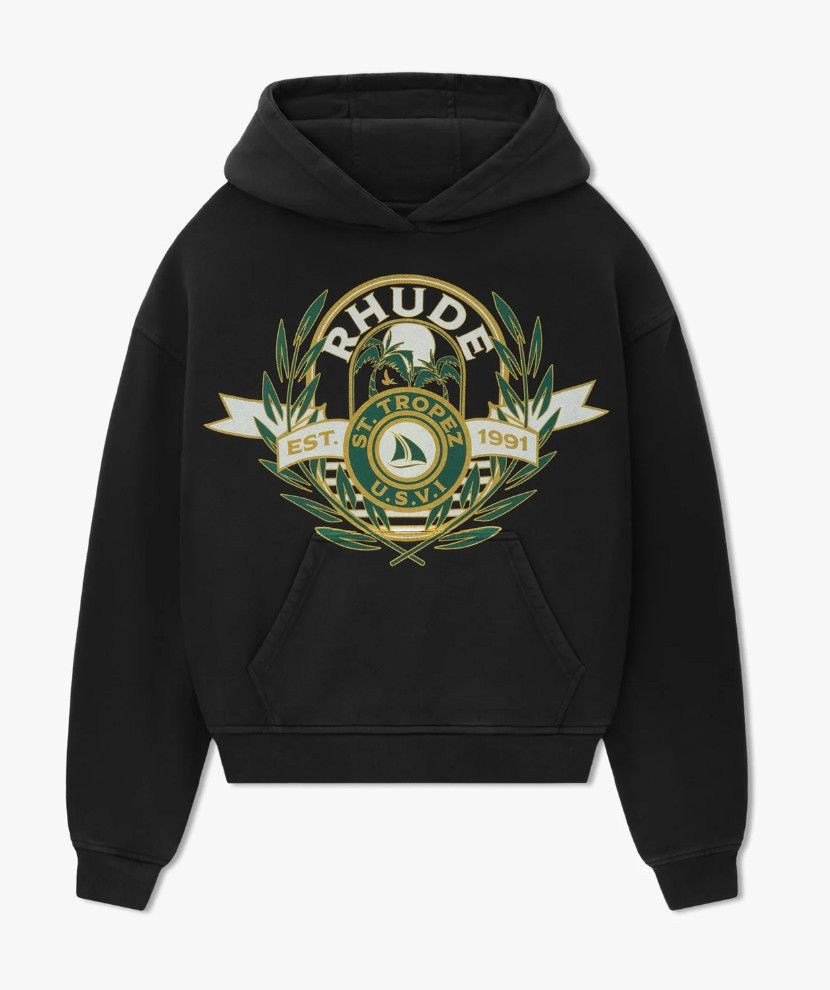 Rhude &#39;St. Tropez Yacht Crest&#39; Hoodie Vintage Black