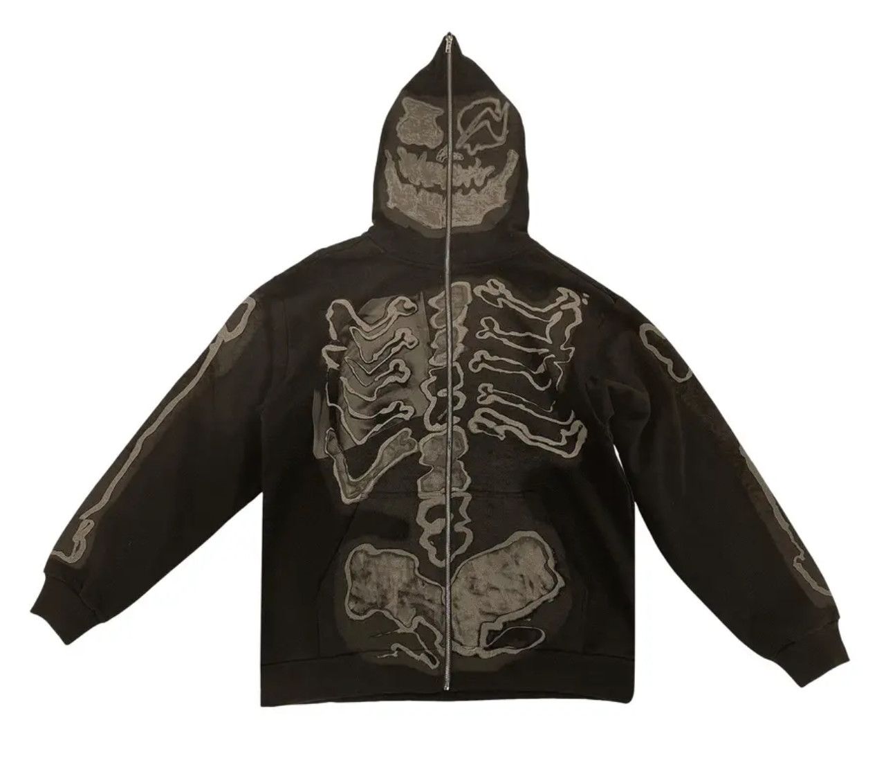 CJ x Fragment &#39;Skeleton Graffiti&#39; Zip Up Hoodie Black