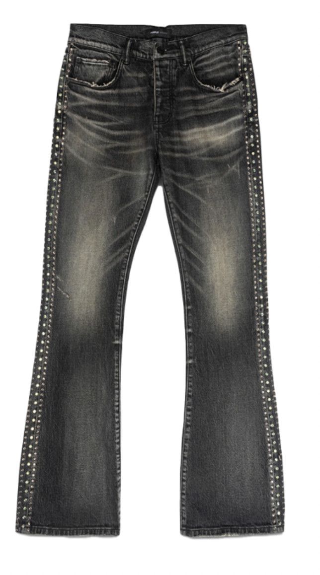 Purple Brand P004 &#39;Rhinestone Seam Black Flare&#39; Jeans