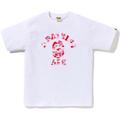 Bape &#39;Pink ABC College Text&#39; Tee White