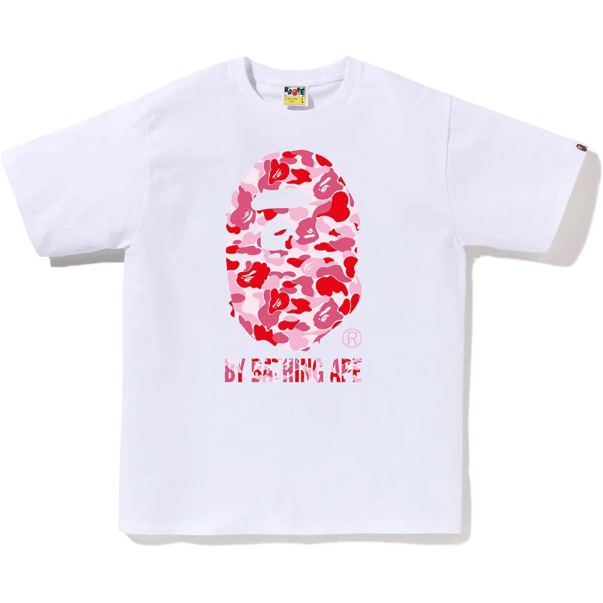 Bape &#39;Pink ABC Ape Text&#39; Tee White