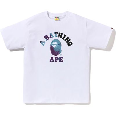 Bape &#39;Blue TieDye College Text&#39; Tee White