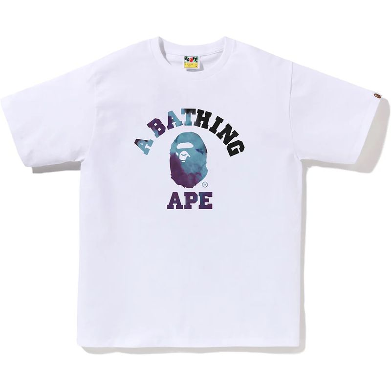 Bape 'Blue TieDye College Text' Tee White