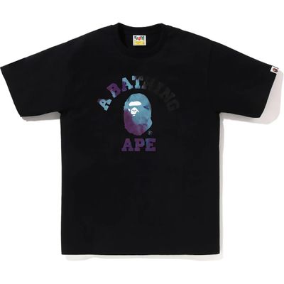 Bape &#39;Blue TieDye College Text&#39; Tee Black