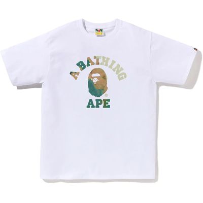 Bape &#39;Green TieDye College Text&#39; Tee White