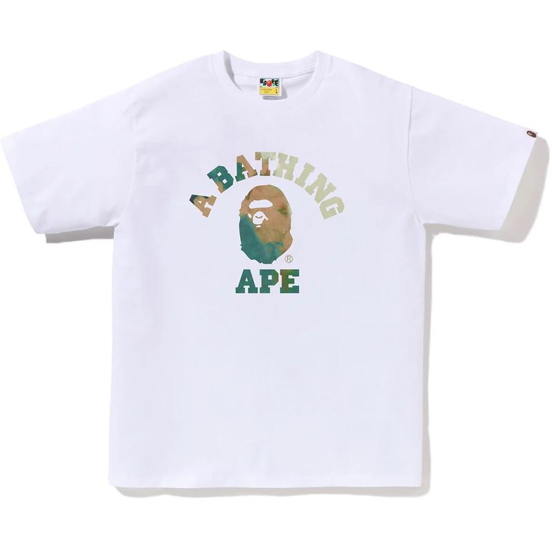 Bape 'Green TieDye College Text' Tee White