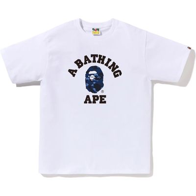 Bape &#39;Navy Clr Camo College RT&#39; Tee White