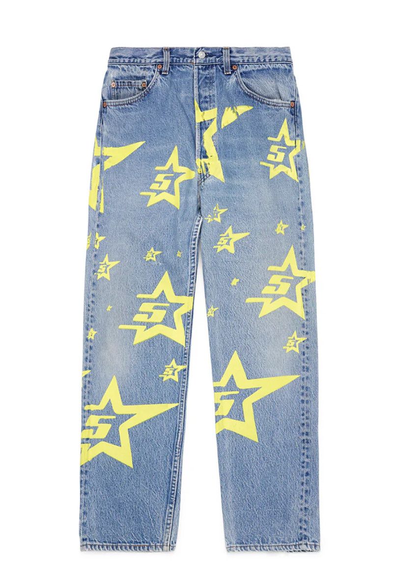 SP5DER &#39;5STAR&#39; Vintage 501 Denim Yellow/Indigo