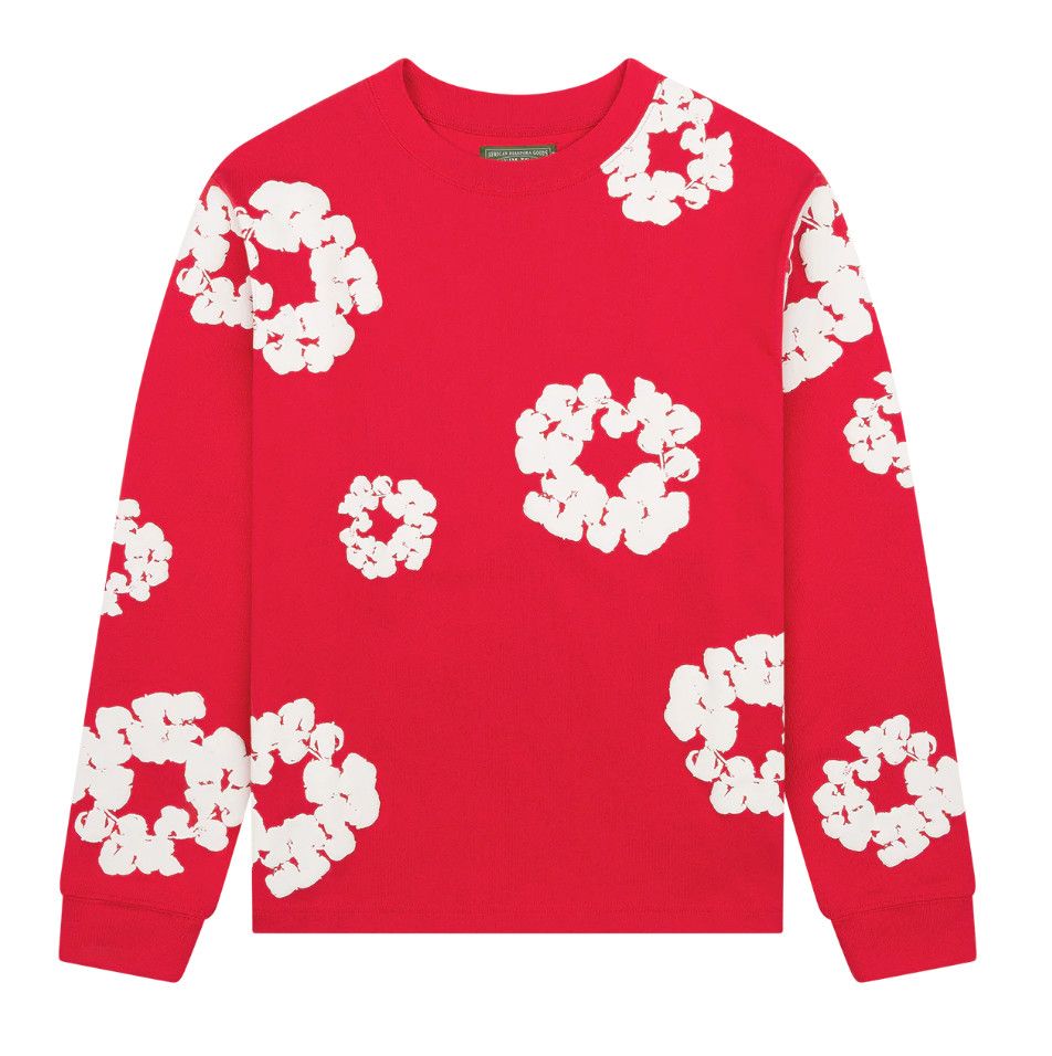 Denim Tears &#39;Cotton Wreath&#39; L/S Tee Red